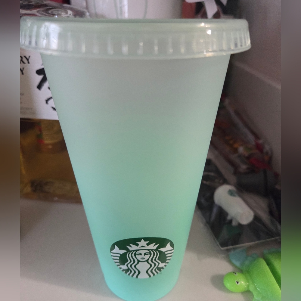 STARBUCKS Teal Reusable Cold Cup With Lid